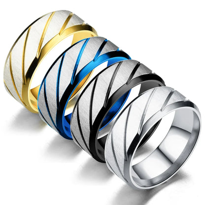 Unisex Wave Pattern Wedding Stainless Steel Couple Rings