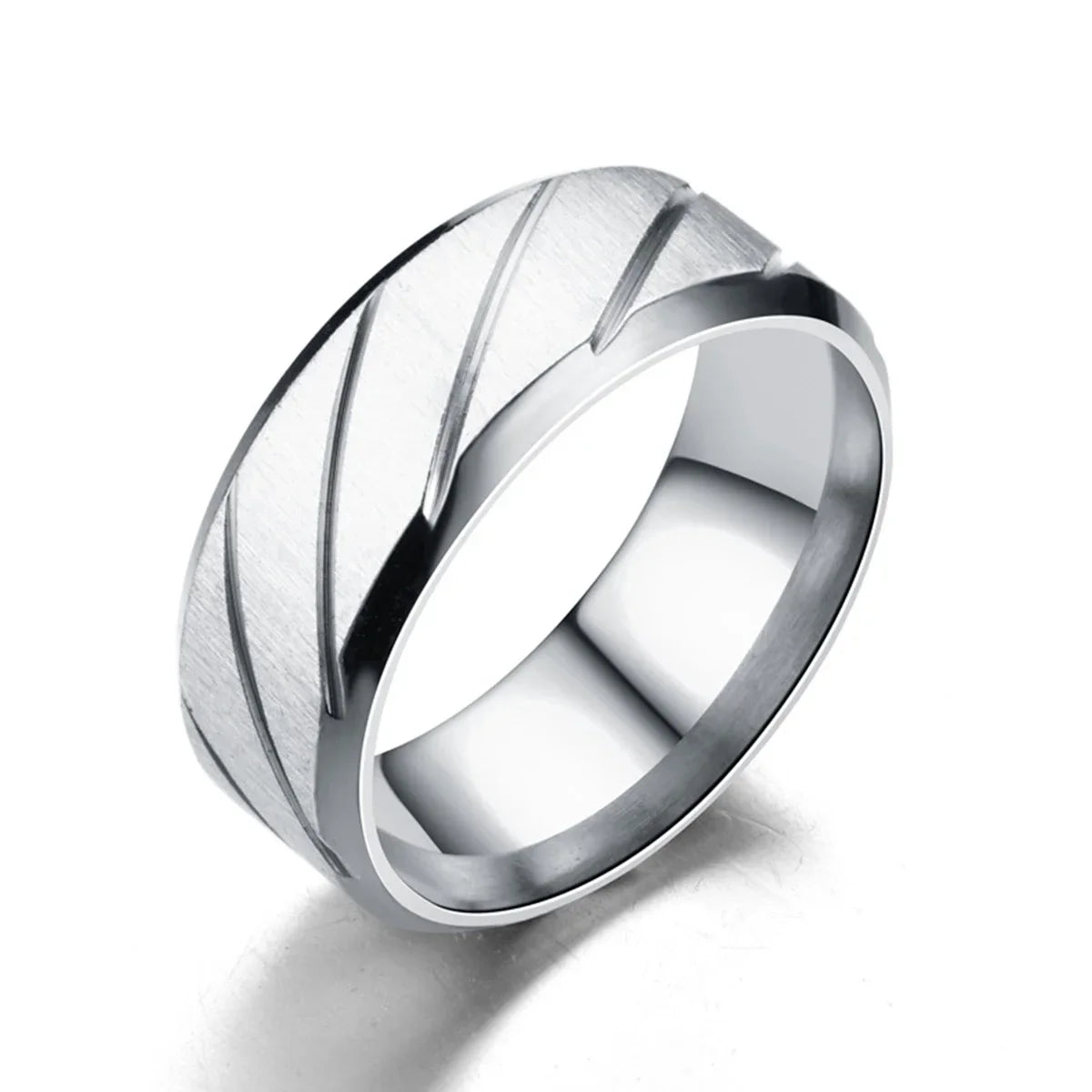 Unisex Wave Pattern Wedding Stainless Steel Couple Rings