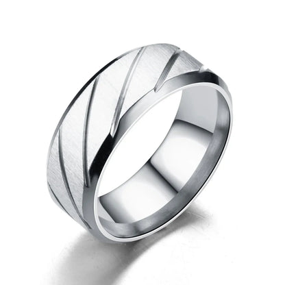 Unisex Wave Pattern Wedding Stainless Steel Couple Rings