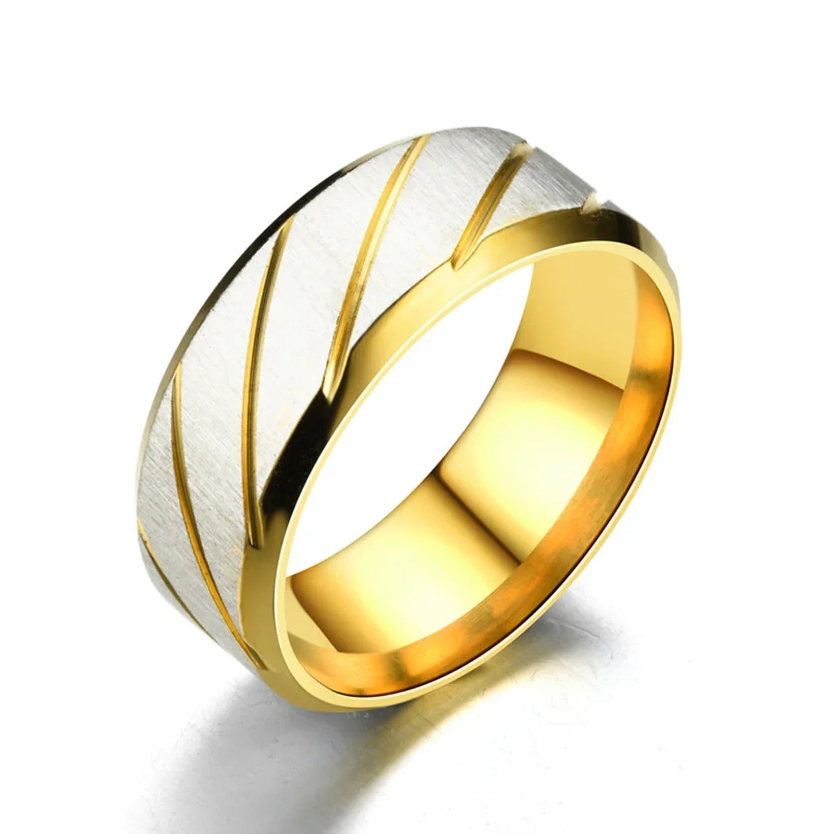 Unisex Wave Pattern Wedding Stainless Steel Couple Rings