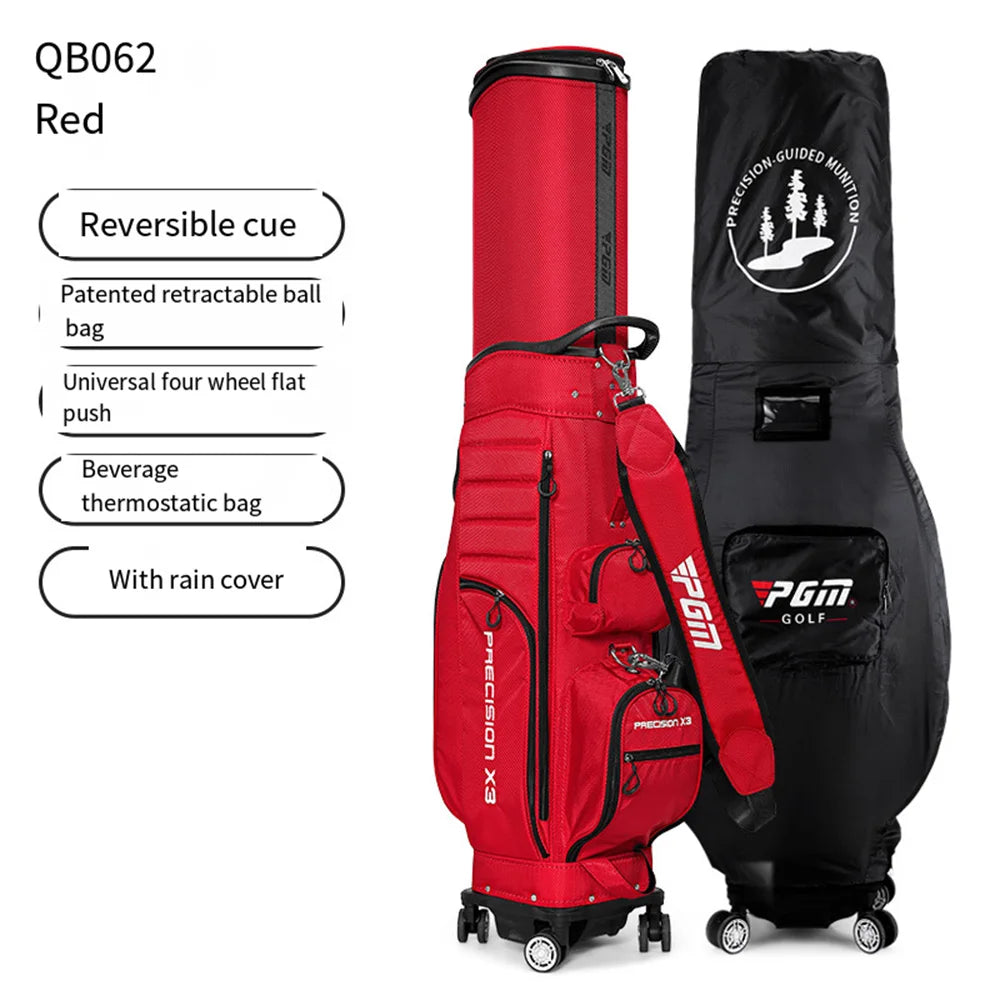 PGM QB062: Universal 4-Wheel Golf Bag with Telescopic Handle
