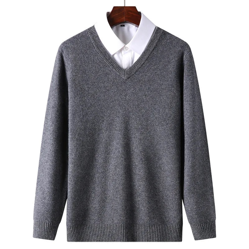 Classic V-Neck Cashmere Blend Pullover
