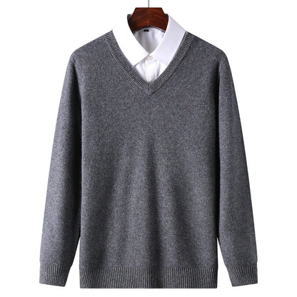 Classic V-Neck Cashmere Blend Pullover
