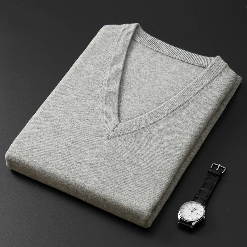 Classic V-Neck Cashmere Blend Pullover
