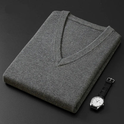 Classic V-Neck Cashmere Blend Pullover
