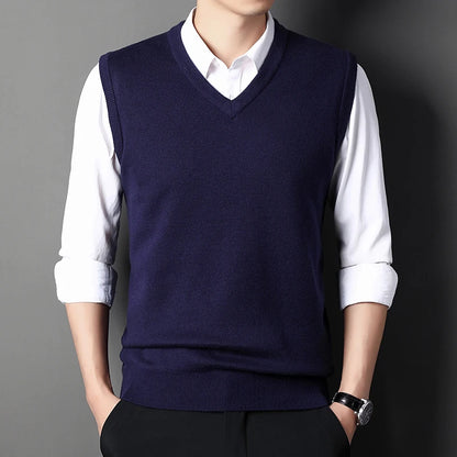 JOHMUVVE Retro V-Neck Wool Knit Vest
