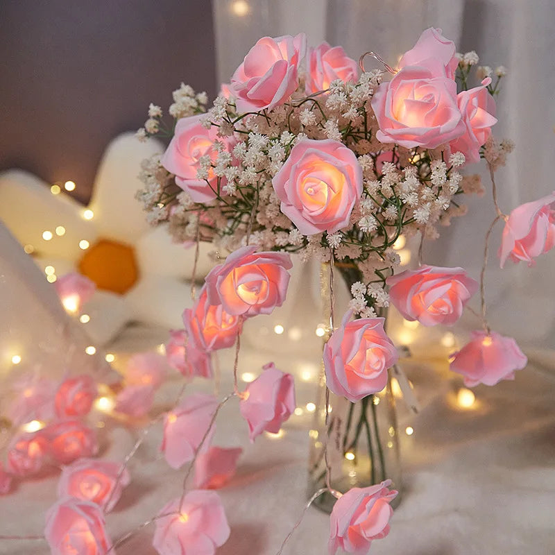 10LED Valentine's Day Rose String Lights - Flower Garland Fairy Light Romantic Valentine Gift