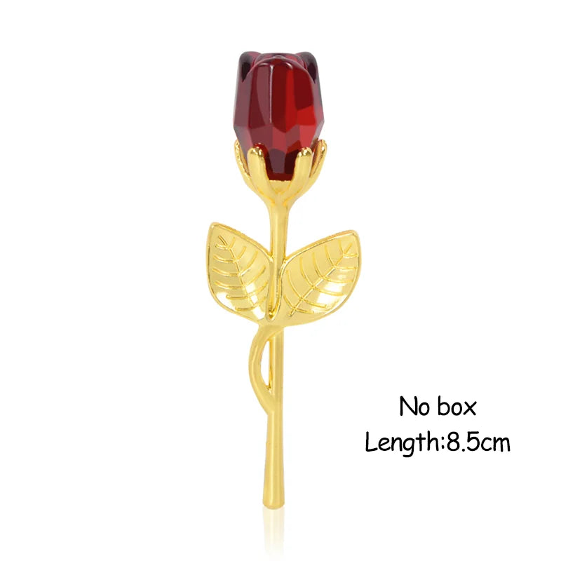 Valentines Day Gift Crystal Bear Glass Rose Artificial Flower 