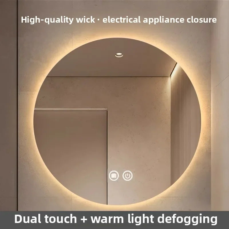 Wall Mounted LED Touch Screen Round Bathroom Mirror