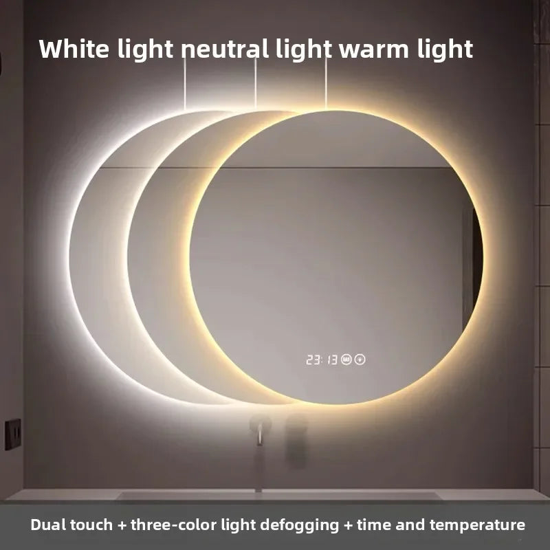 Wall Mounted LED Touch Screen Round Bathroom Mirror