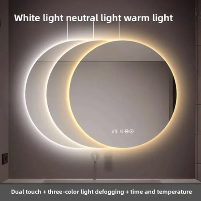 Wall Mounted LED Touch Screen Round Bathroom Mirror