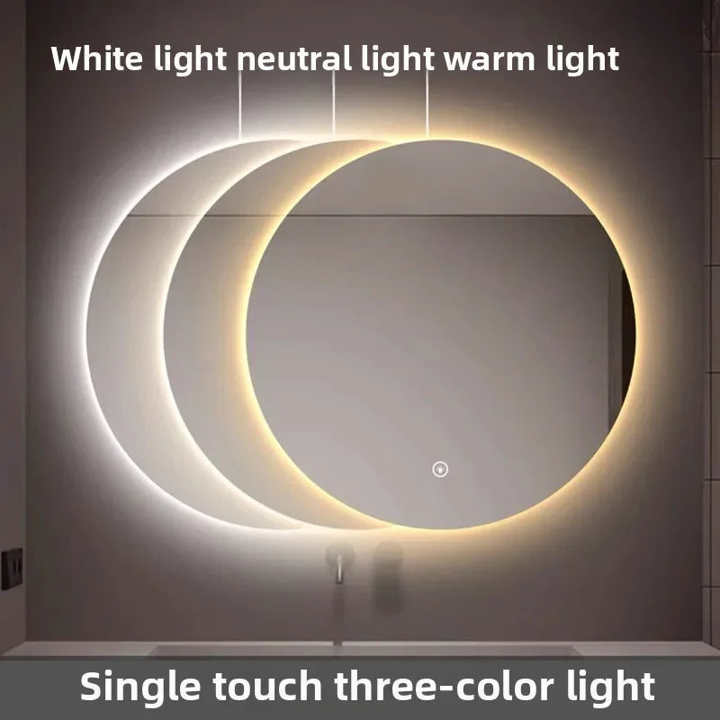 Wall Mounted LED Touch Screen Round Bathroom Mirror