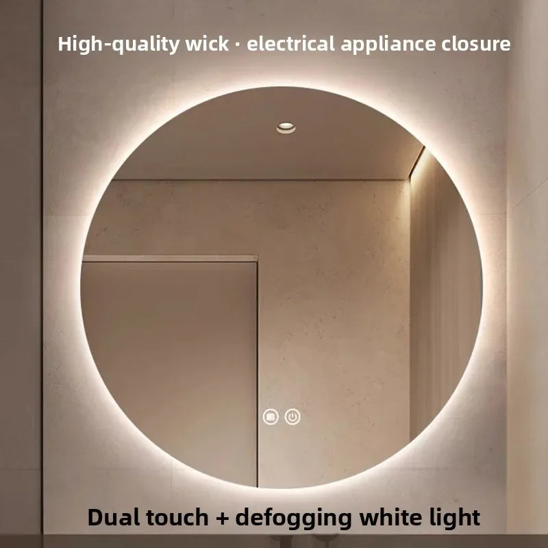 Wall Mounted LED Touch Screen Round Bathroom Mirror