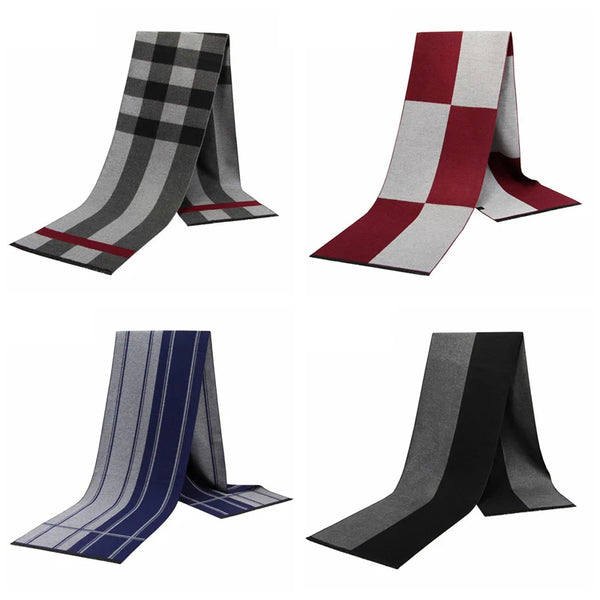 Men's Winter Warm Plaid Knit Scarf Display