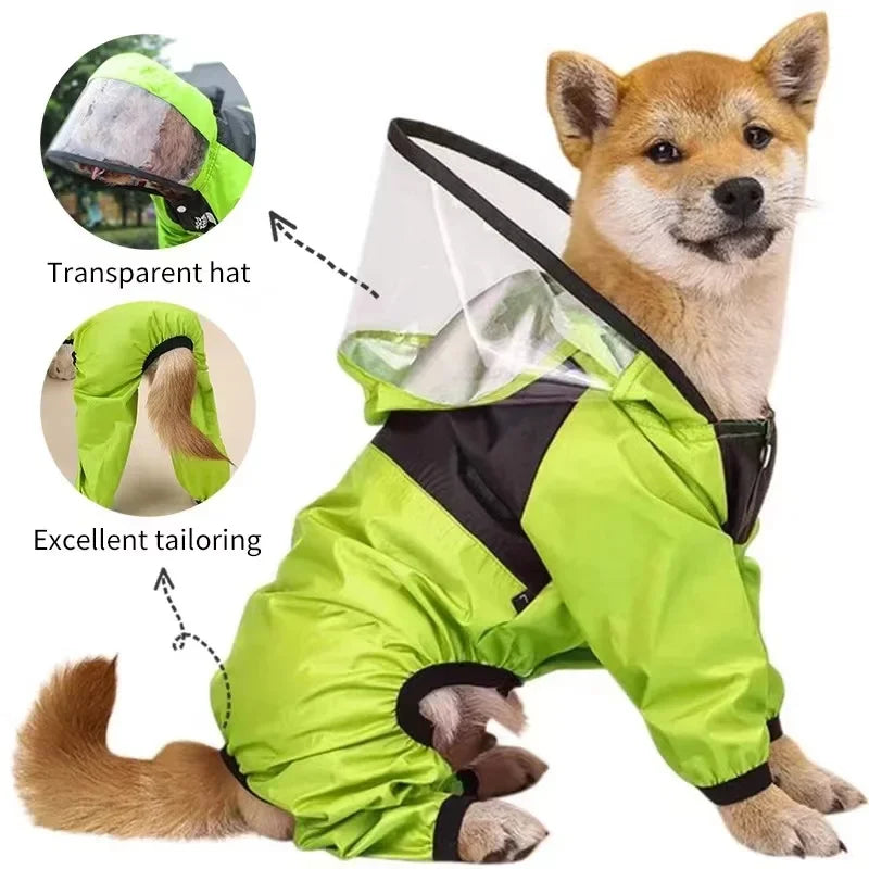 Waterproof Transparent Hooded Dog Rain Jacket