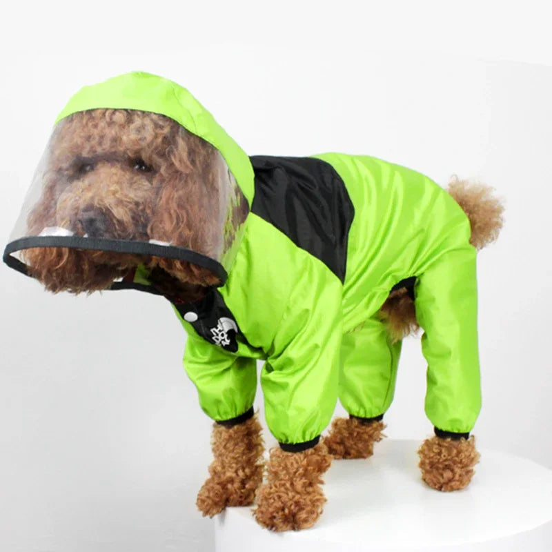 Waterproof Transparent Hooded Dog Rain Jacket