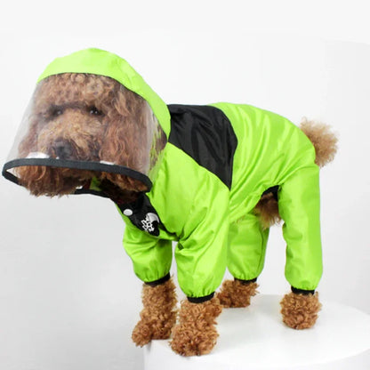 Waterproof Transparent Hooded Dog Rain Jacket
