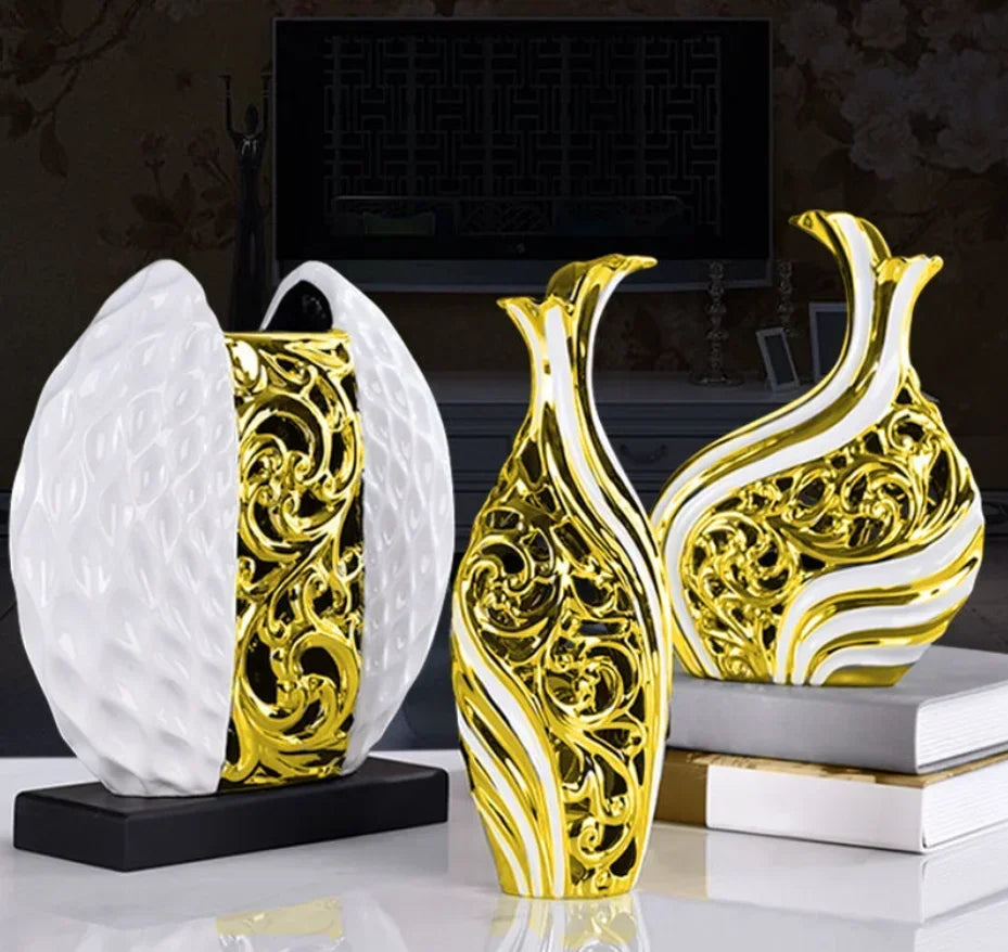 White/silver Arrangement Flower Art Vases - Wedding Home Decoration