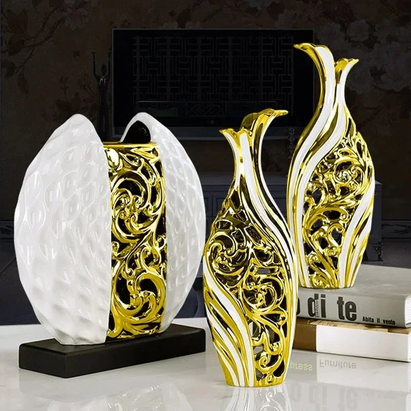 White/silver Arrangement Flower Art Vases - Wedding Home Decoration