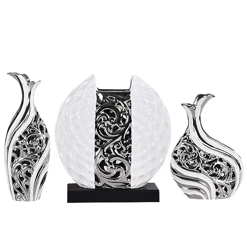 White/silver Arrangement Flower Art Vases - Wedding Home Decoration
