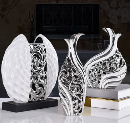 White/silver Arrangement Flower Art Vases - Wedding Home Decoration
