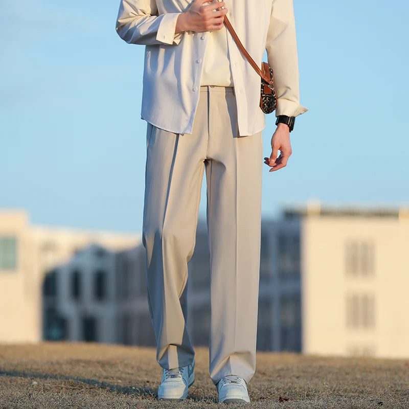 Spring/Summer Wide-Leg Men’s Suit Pants
