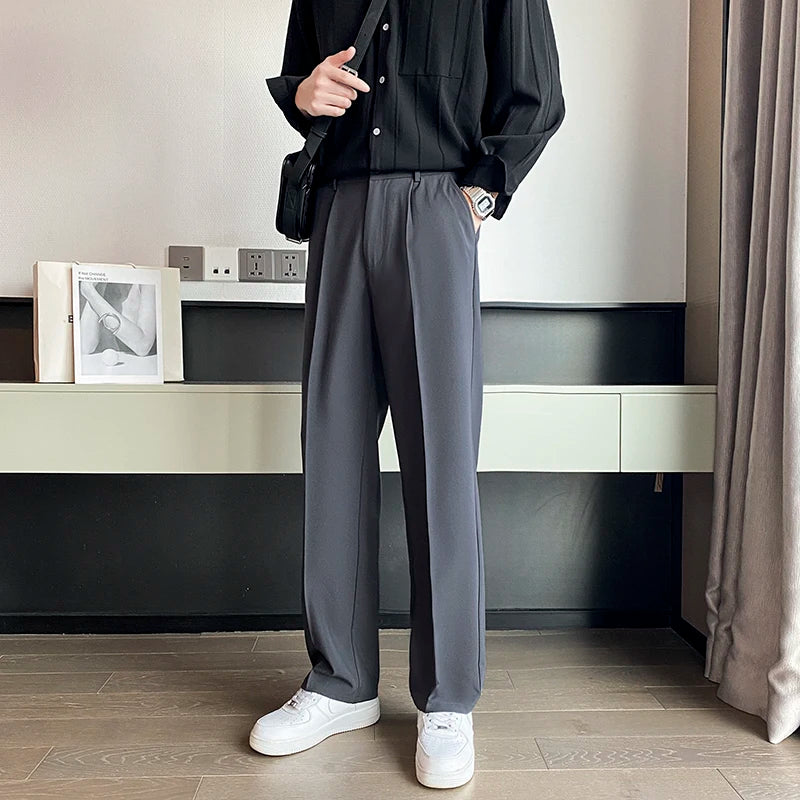 Spring/Summer Wide-Leg Men’s Suit Pants
