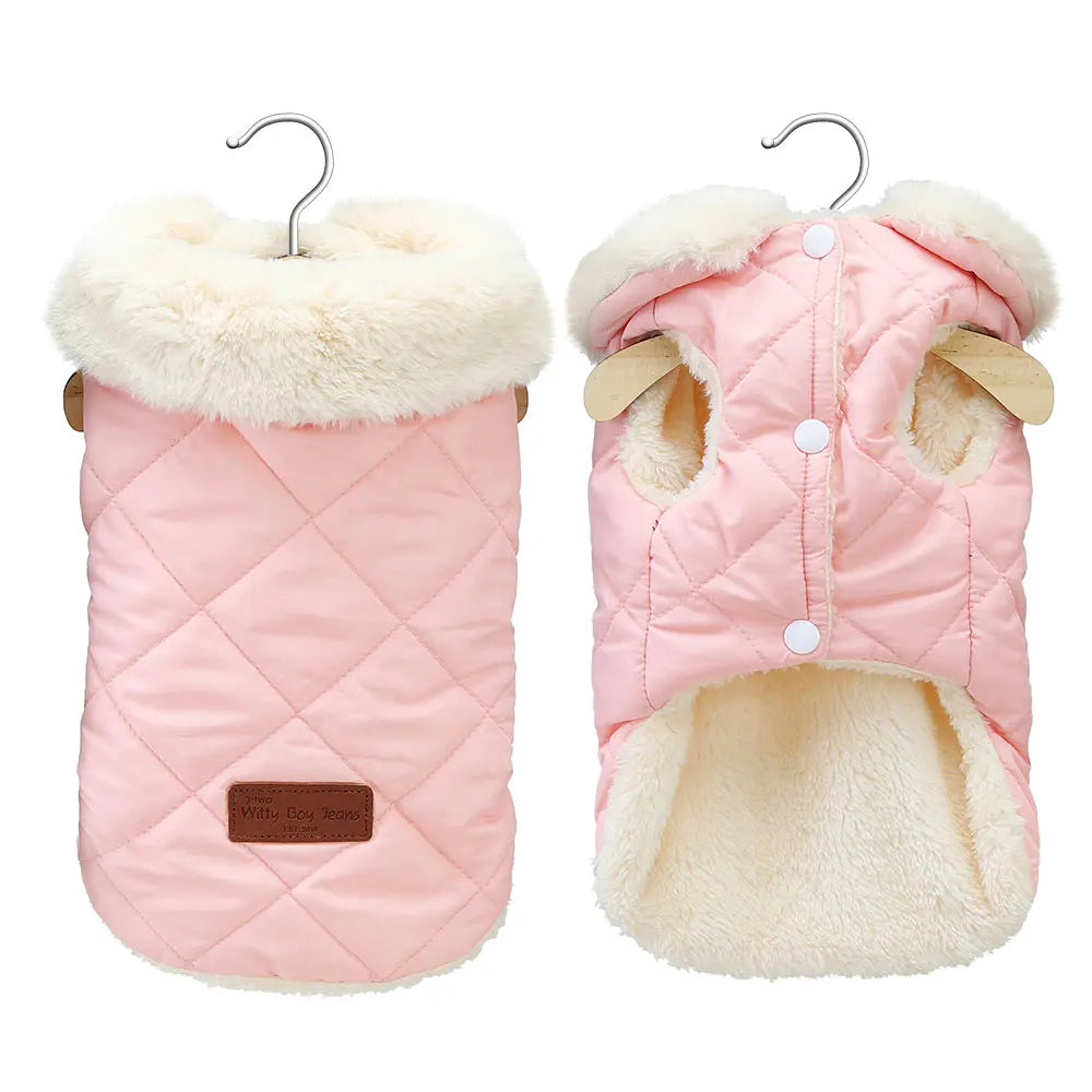 Winter Fur Collar Thick Cotton Insulated Dog Coat