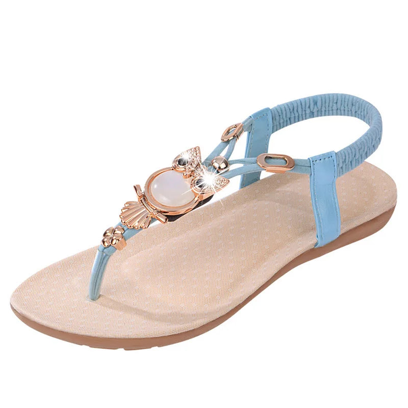 Women Cartoon Owl Back Strap Flat Sandals