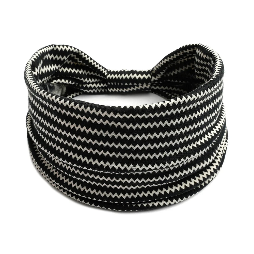 Women Flower Print Elastic Wide Cotton Headband