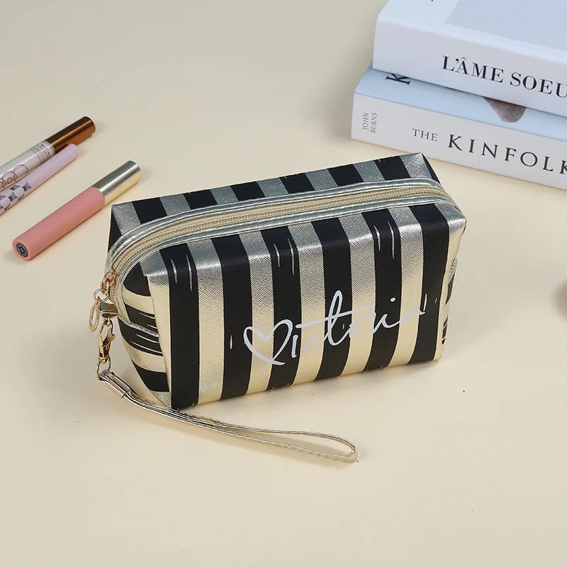 Women's Striped Cosmetic Makeup Bag