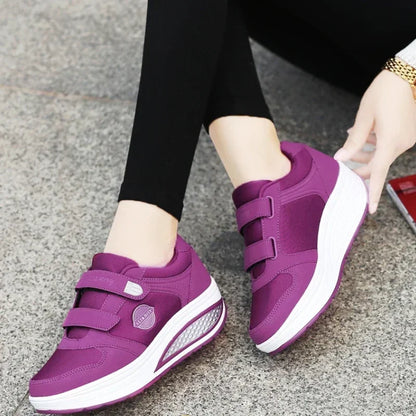 Women Wedge Platform Toning Fitness Sneakers
