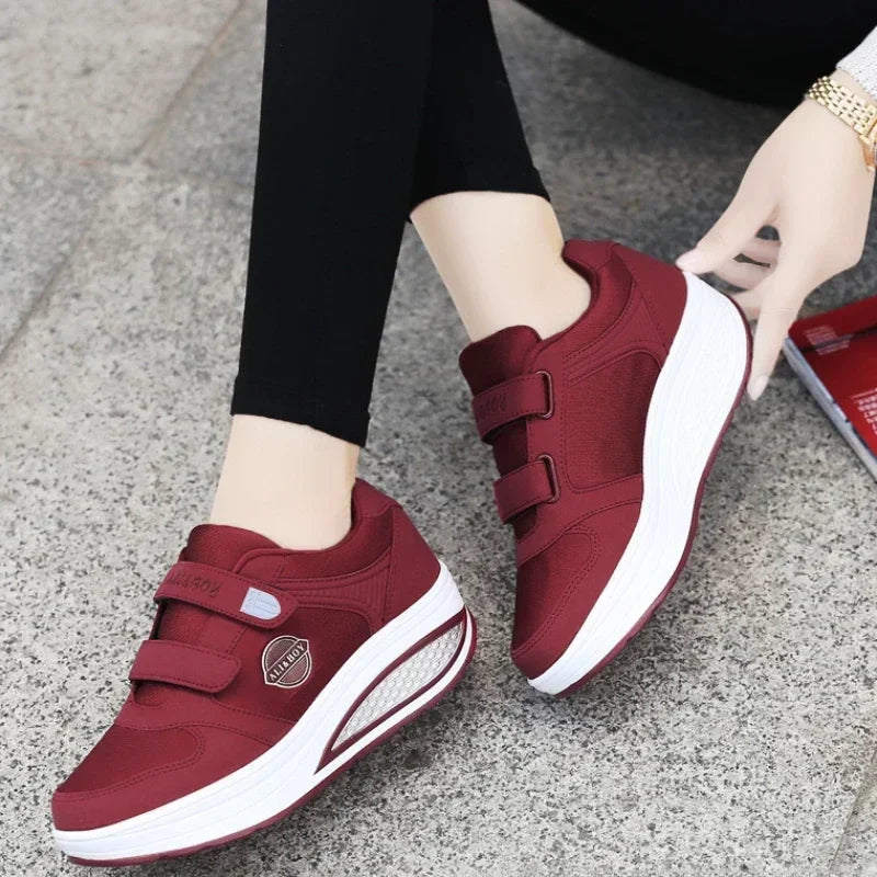 Women Wedge Platform Toning Fitness Sneakers