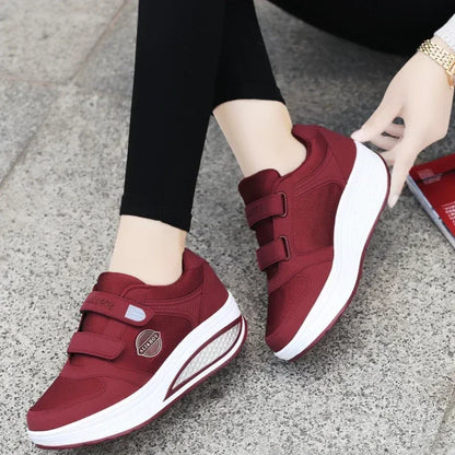 Women Wedge Platform Toning Fitness Sneakers