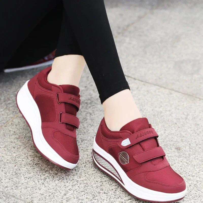 Women Wedge Platform Toning Fitness Sneakers