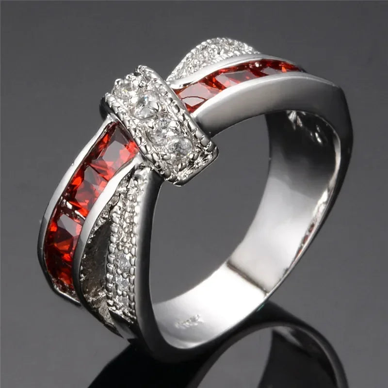 Women's 925 Sterling Silver Crystal Engagement Rings