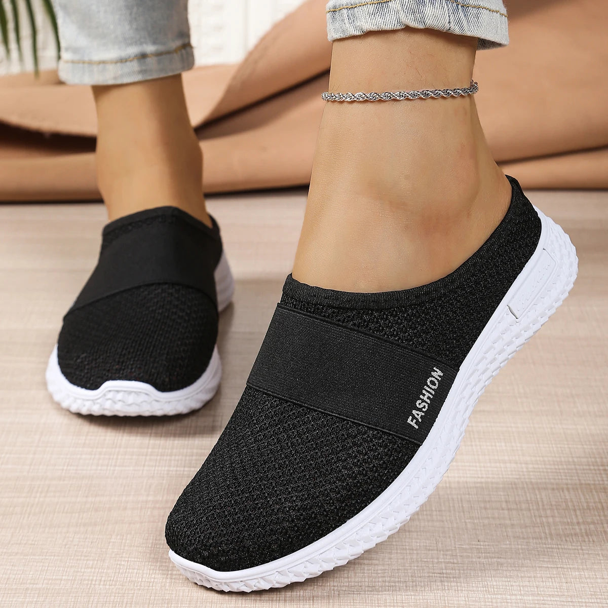 Women's Comfortable Breathable Solid Mules Slippers