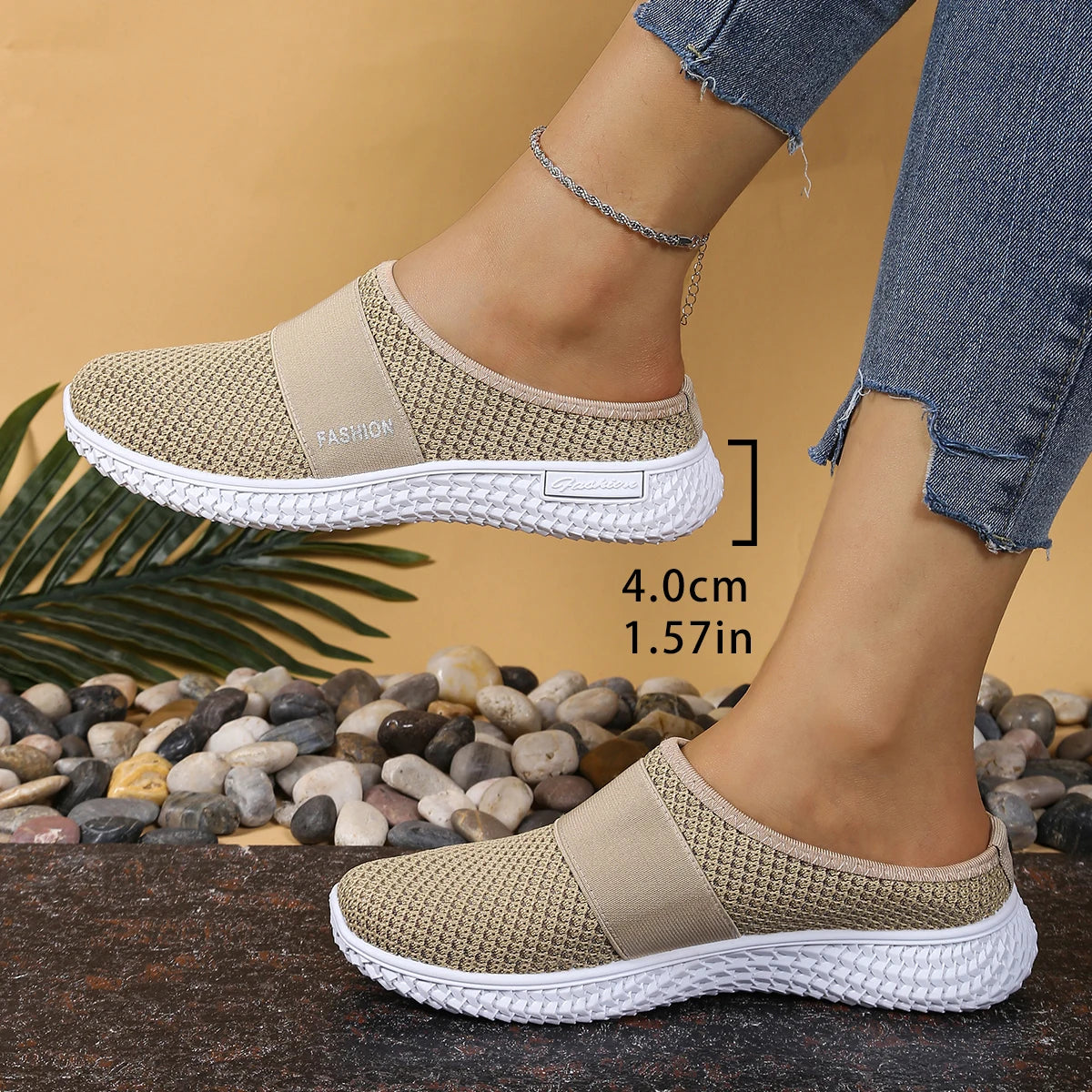 Women's Comfortable Breathable Solid Mules Slippers