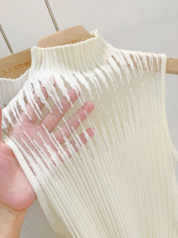 womens sleeveless turtleneck

