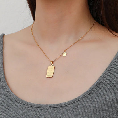 Women's Stainless Steel Clavicle Chain Rectangular Pendant Necklace