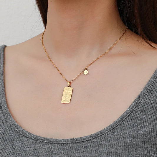 Women's Stainless Steel Clavicle Chain Rectangular Pendant Necklace