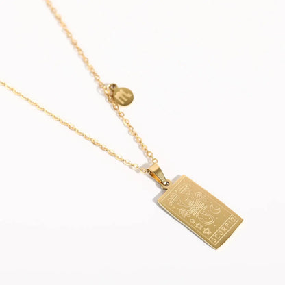 Women's Stainless Steel Clavicle Chain Rectangular Pendant Necklace