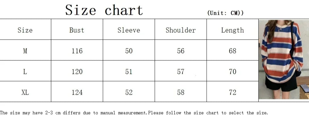 Women's Striped Oversized  Long Sleeve Top