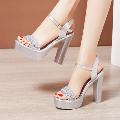 Women Bling Platform Peep Toe High Heel Sandals