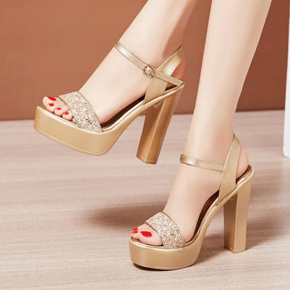 Women Bling Platform Peep Toe High Heel Sandals