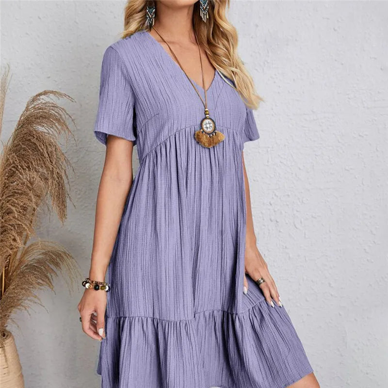 v neck a line dress
