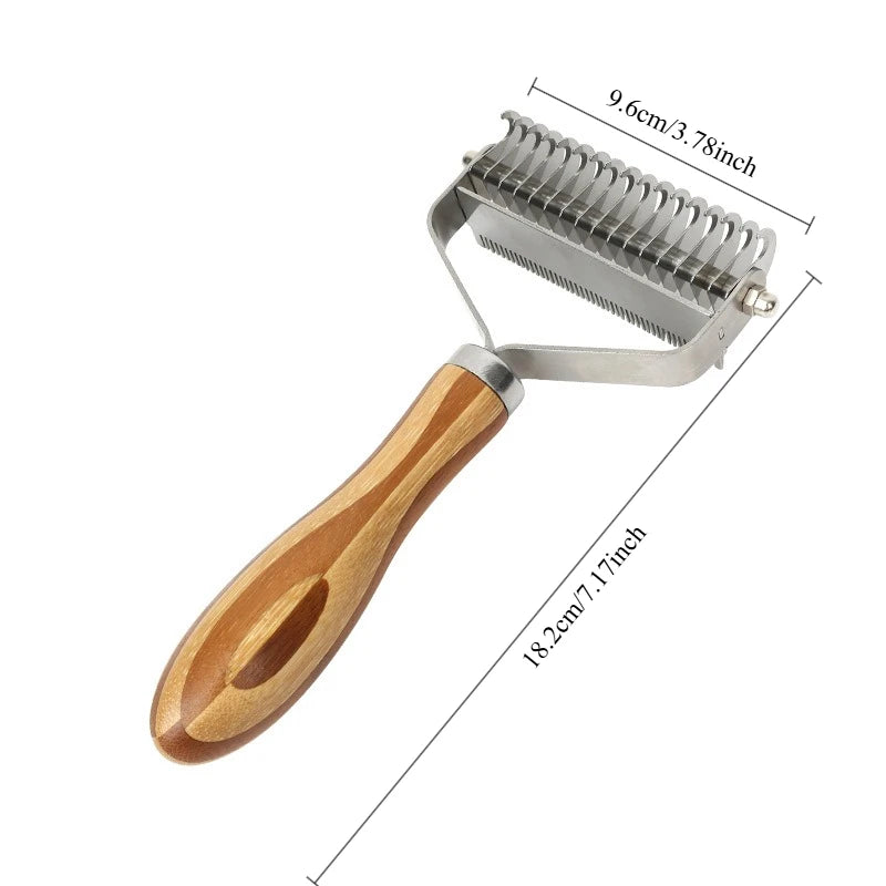 Wooden Handle Stainless Steel Pet Cleaning Hair Brush