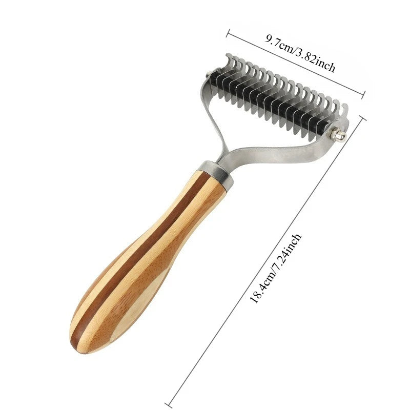 Wooden Handle Stainless Steel Pet Cleaning Hair Brush