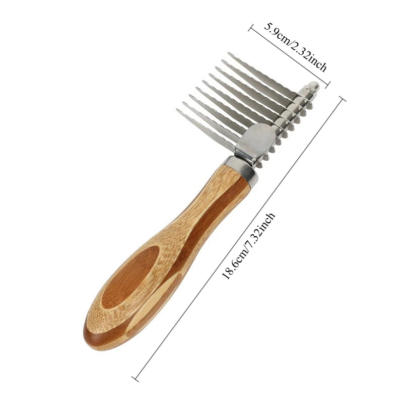 Wooden Handle Stainless Steel Pet Cleaning Hair Brush