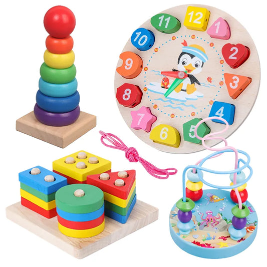 Wooden Montessori Sorting & Stacking Early Educational Toys for Toddlers